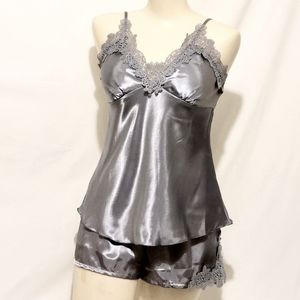 5 Piece Grey Rayon Silk Lingerie/Lounge Set